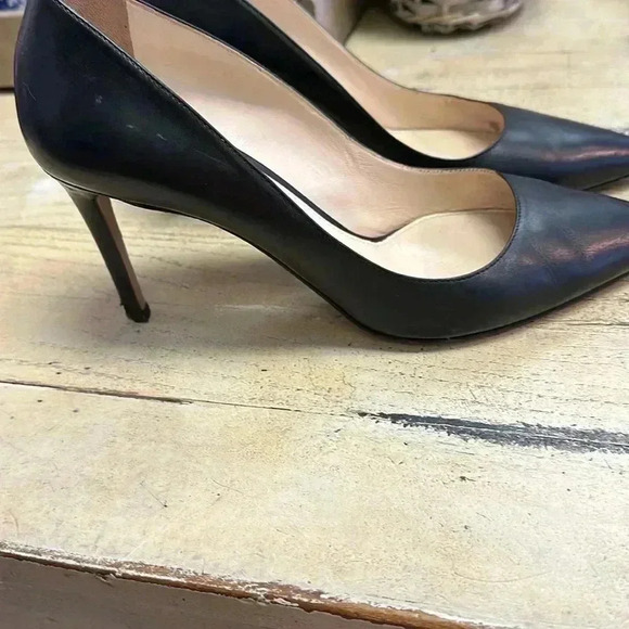 PRADA Black Leather Pointed Toe Pumps Size 38.5 or US 8.5 - Picture 9 of 14
